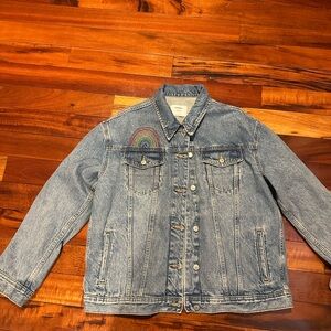 Old Navy Light Blue Denim Jacket with Rainbow Patch